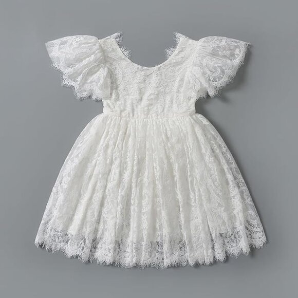 Baby Toddler Flutter Sleeve Lace Back Tulle - Picture 4 of 4
